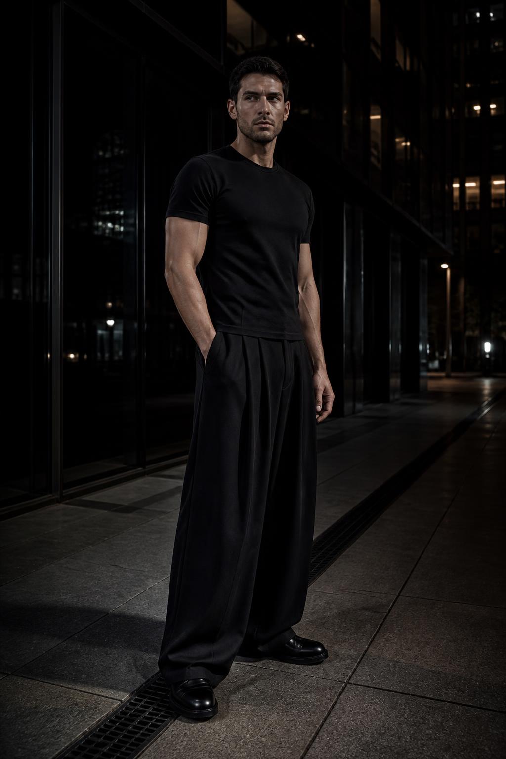 The complete 001 silhouette worn in the city at night